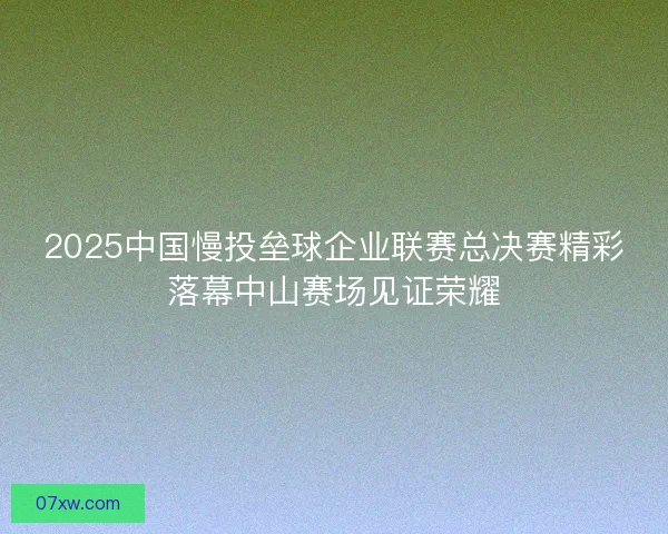 2025中国慢投垒球企业联赛总决赛精彩落幕中山赛场见证荣耀