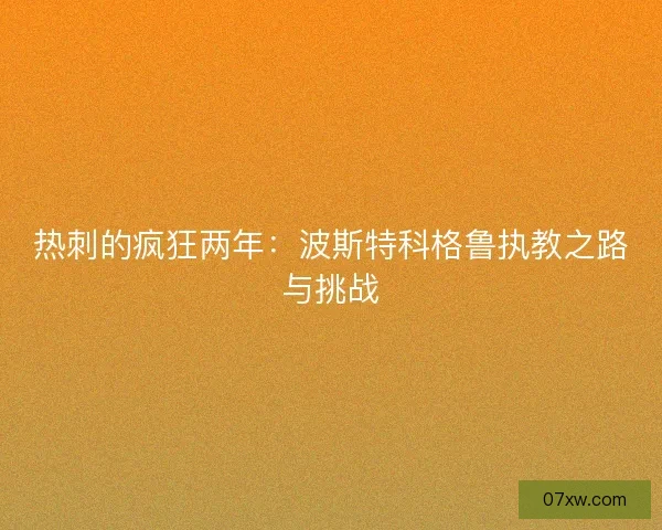 热刺的疯狂两年：波斯特科格鲁执教之路与挑战